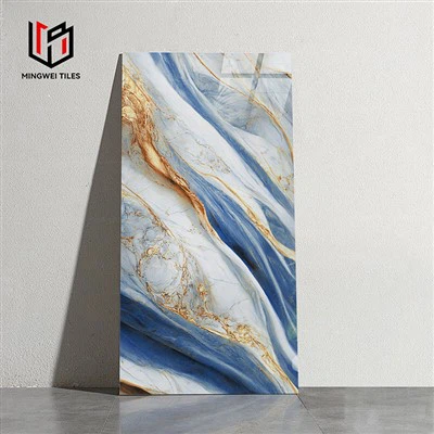 Carreau de céramique en or bleu